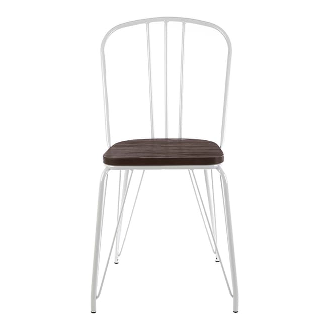 Premier Housewares District High Back Chair, White Metal and Elm Wood