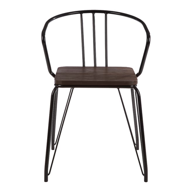 Premier Housewares District Arm Chair, Black Metal and Elm Wood