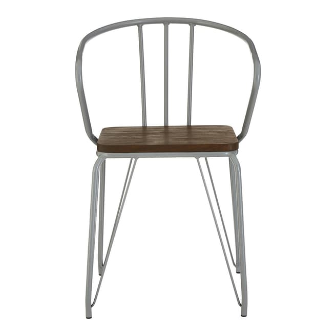 Premier Housewares District Arm Chair, Grey Metal and Elm Wood