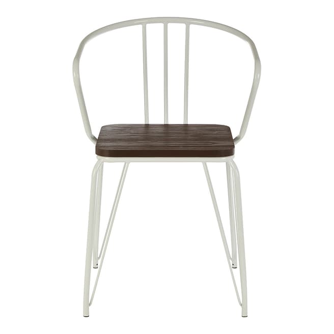 Premier Housewares District Arm Chair, White Metal and Elm Wood