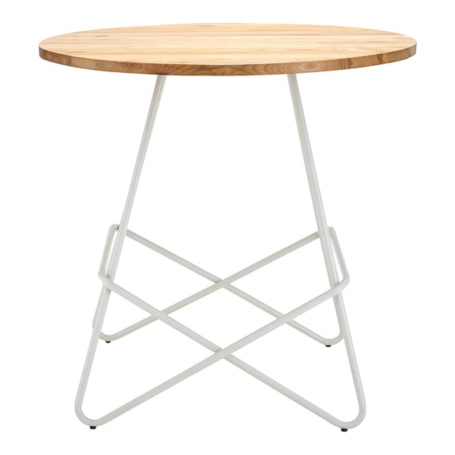 Premier Housewares District Round Table, White Metal and Elm Wood