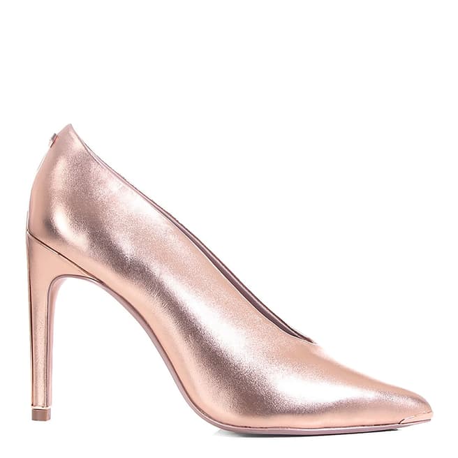 Ted Baker Rose Gold Leather Bexz Metallic Court Shoes 