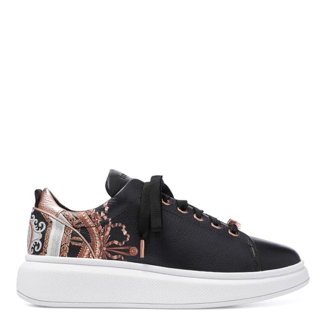 Ted Baker Black Leather Ailbe Versailles Platform Trainers 