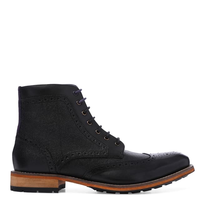 Ted Baker Black Sealls Leather Brogue Boots 