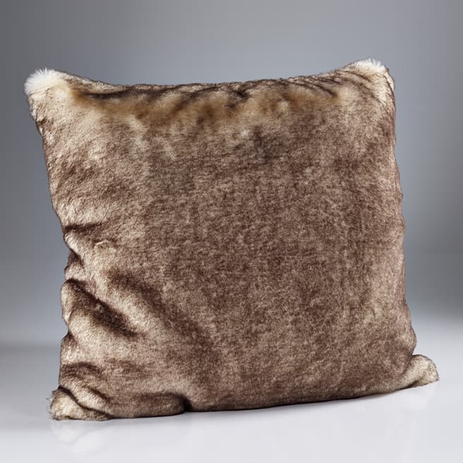 Luxury Faux Fur Brown Snow Fox Cushion 45x45cm