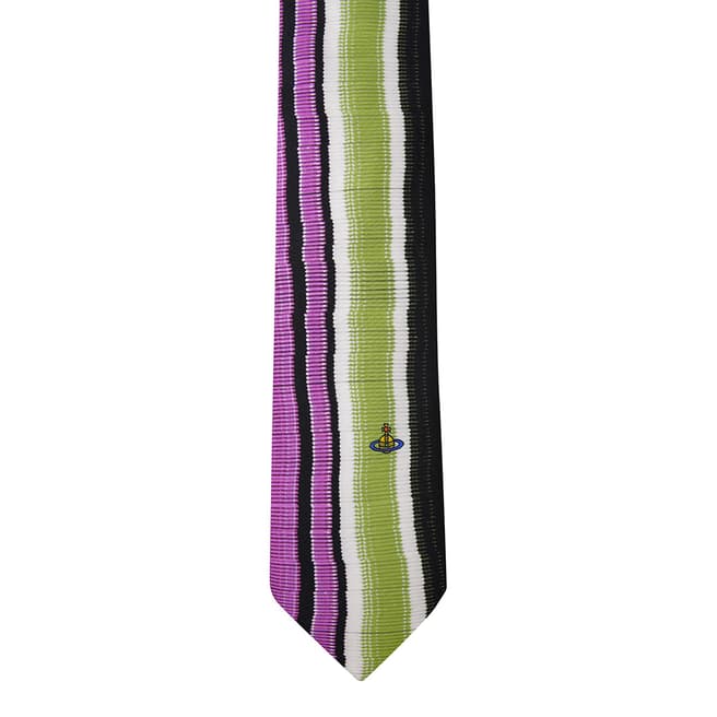 Vivienne Westwood Irregular Purple/Green/White Silk Tie