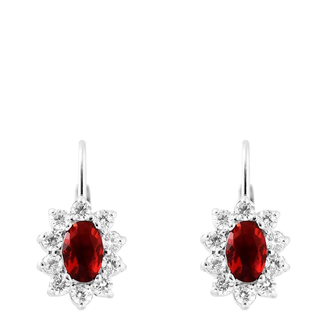 Wish List Silver Earrings With Red Pendant