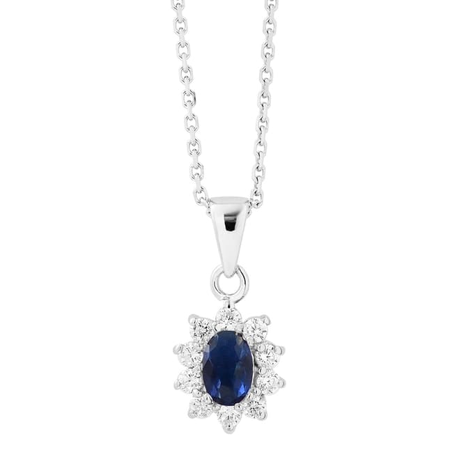 Wish List Silver Necklace With Blue Pendant
