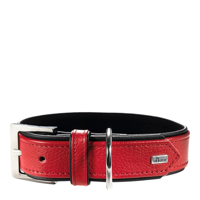 HUNTER Pet UK Nappa Red/Black Leather Capri Collar, 35