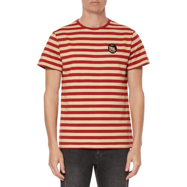 Kent & Curwen Crimson/Cream Gardner Stripe T-Shirt