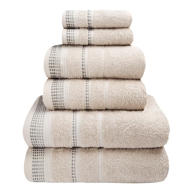 Rapport Berkley Set of 6 Towels, Natural