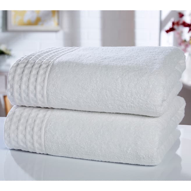 Rapport Retreat Pair of Bath Sheets, White