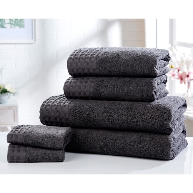 Rapport Retreat Set of 6 Towels, Charcoal