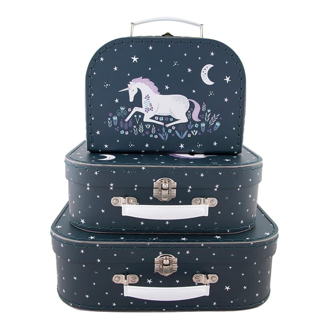 Sass & Belle Set Of 3 Starlight Unicorn Suitcases