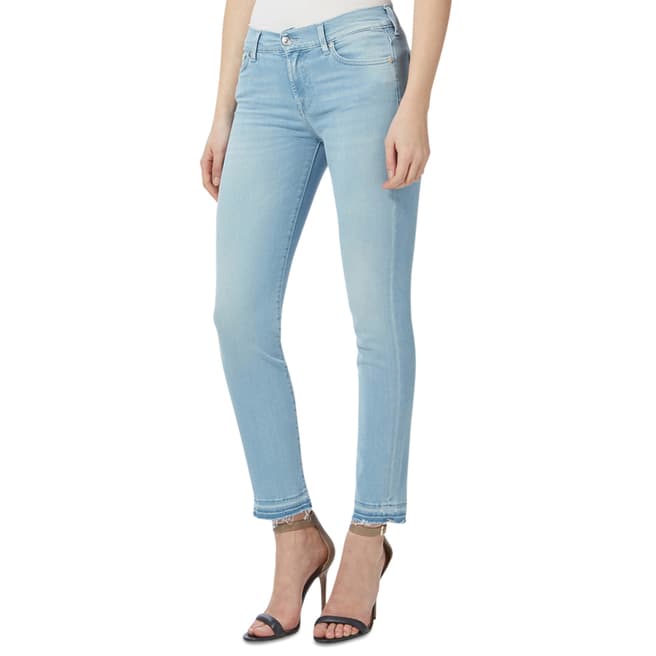 7 For All Mankind Blue Roxanne Luxe Cropped Straight Jeans
