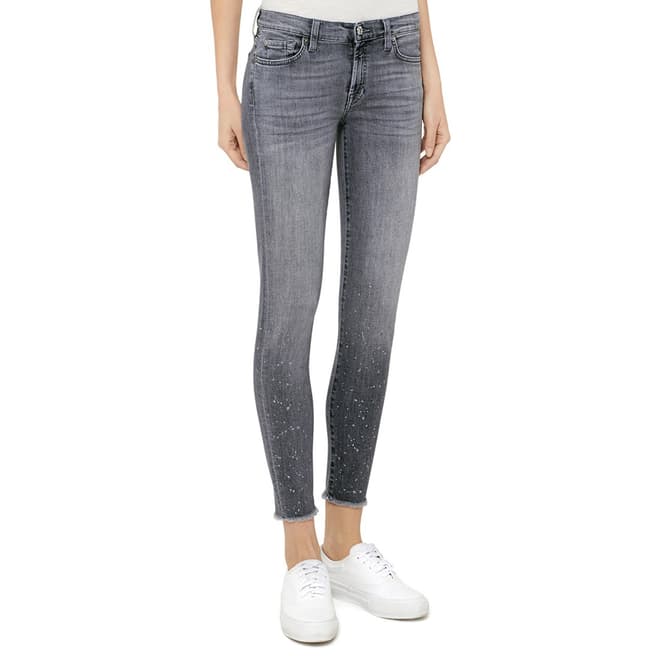 7 For All Mankind Grey Flecked The Skinny Crop Stretch Jeans