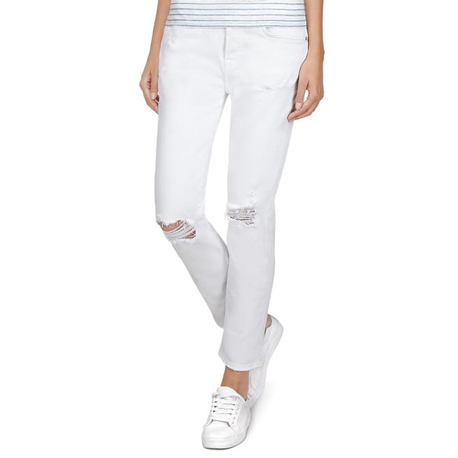 7 For All Mankind White Distressed Josefina Stretch Jeans