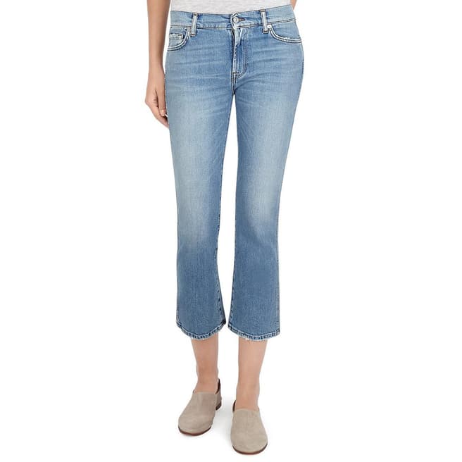 7 For All Mankind Blue Cropped Bootcut Stretch Jeans