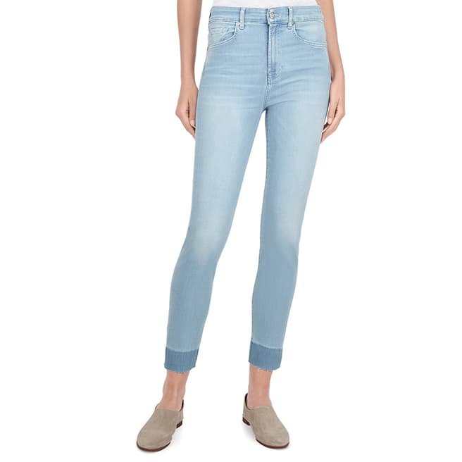 7 For All Mankind Light Blue Aubrey Unrolled Stretch Skinny Jeans