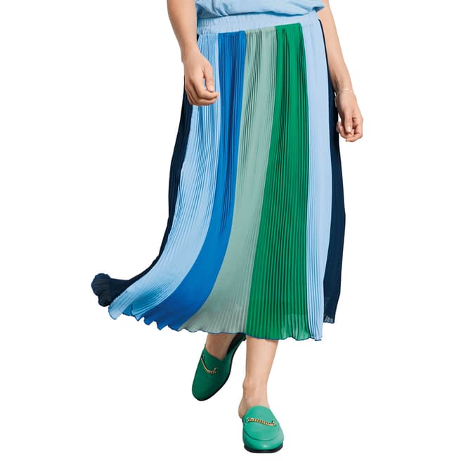 hush Blue/Green Colour block Pleated Skirt