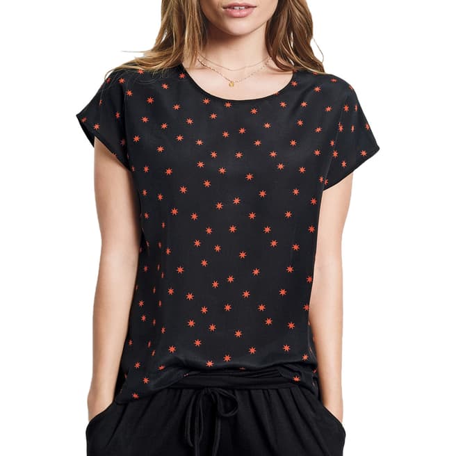 hush Black/Orange Sunstar Print Leith Silk T-Shirt