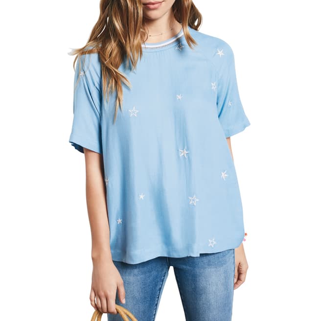 hush Baby Blue All Star Embroidered Top
