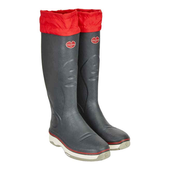 Le Chameau Men's Grey/Red Neo Alize Ardoise Boots