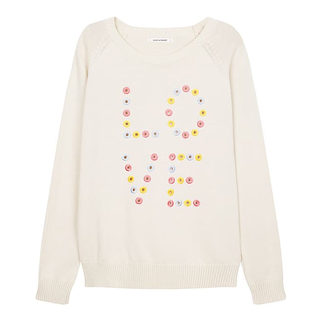 Chinti and Parker Cream Cut Out Love Sweater