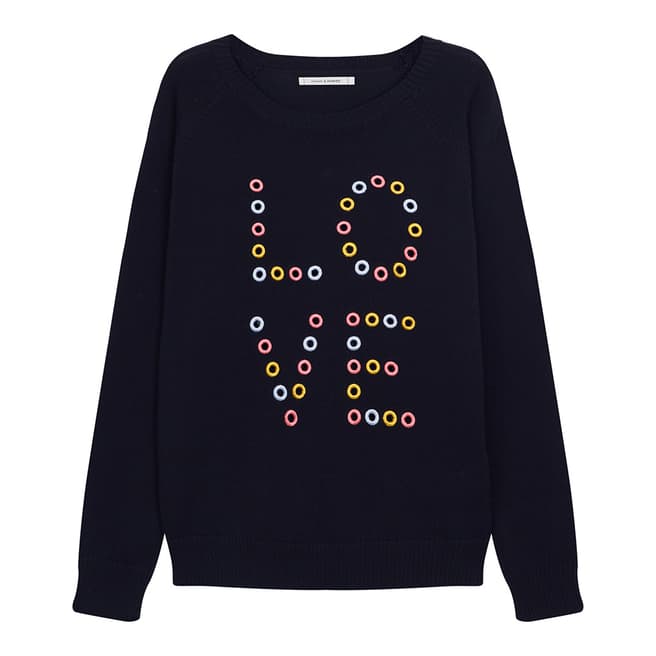 Chinti and Parker Navy Cut Out Love Jumper