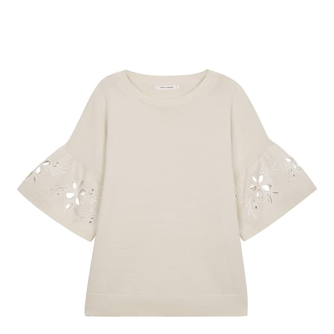 Chinti and Parker Buttermilk Flower Cut Out Top