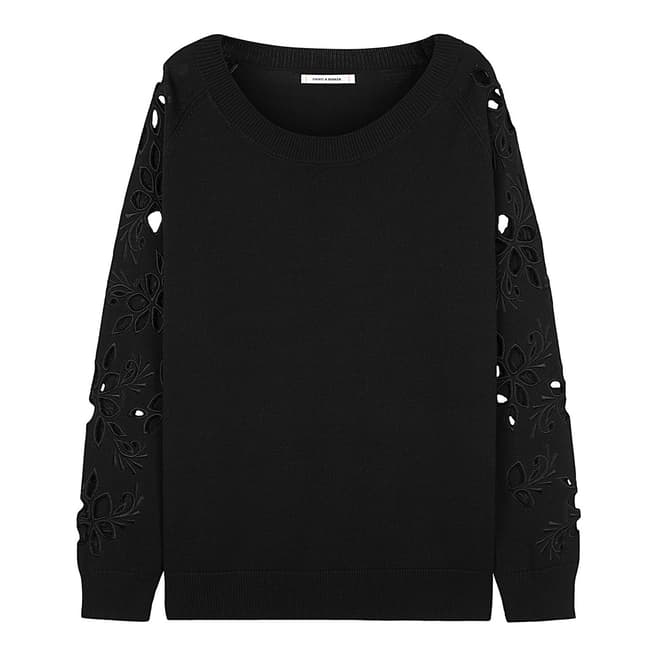 Chinti and Parker Black Flower Cut Out Sweater