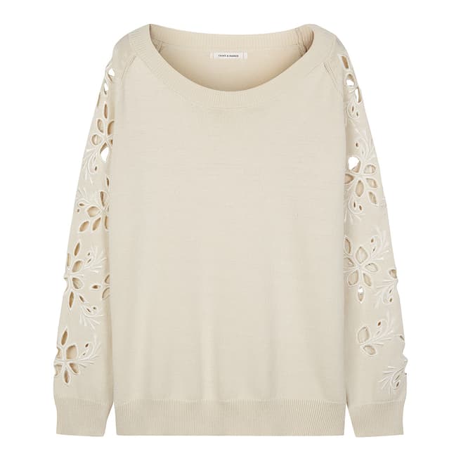 Chinti and Parker Buttermilk Flower Cut Out Sweater