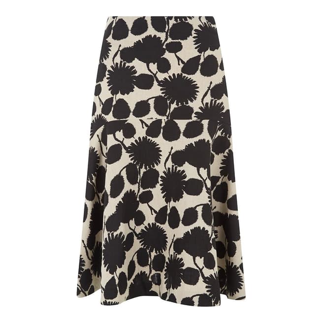 Hobbs London Natural/Black Nadene Linen Skirt