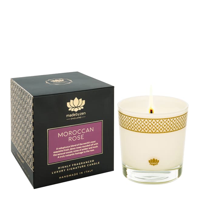 madebyzen Signature Scented Italian Candle, Moroccan Rose
