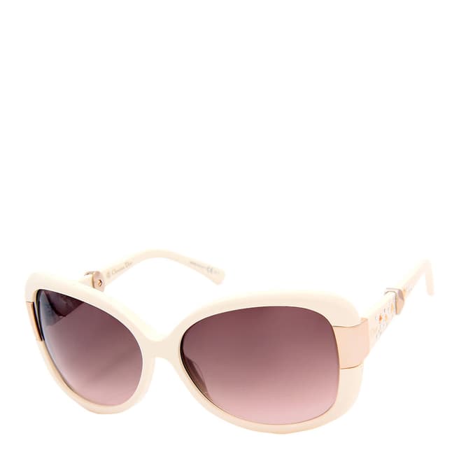 Christian Dior Women's Christian Dior Ivory with gold hinges and arm detail / Graduated Brown Sunglasses