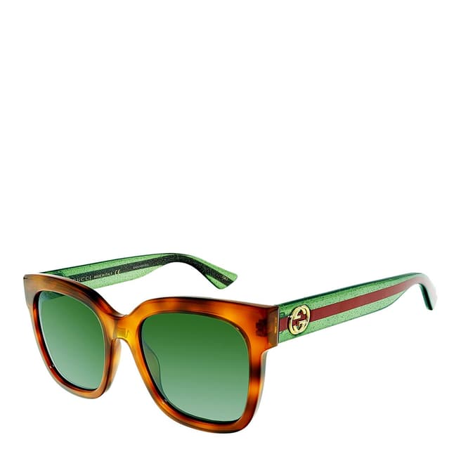 Gucci Women's Brown and Green Sunglasses 54mm