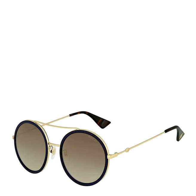 Gucci Women's Gold and Blue Crystal Glitter Sunglasses