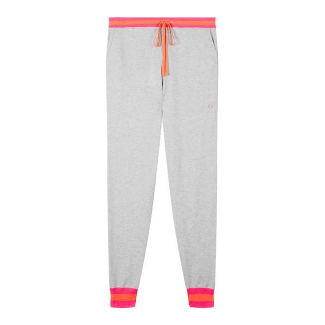 Chinti and Parker Silver Marl/Pink/Orange Cashmere Stripe Trim Track Pant