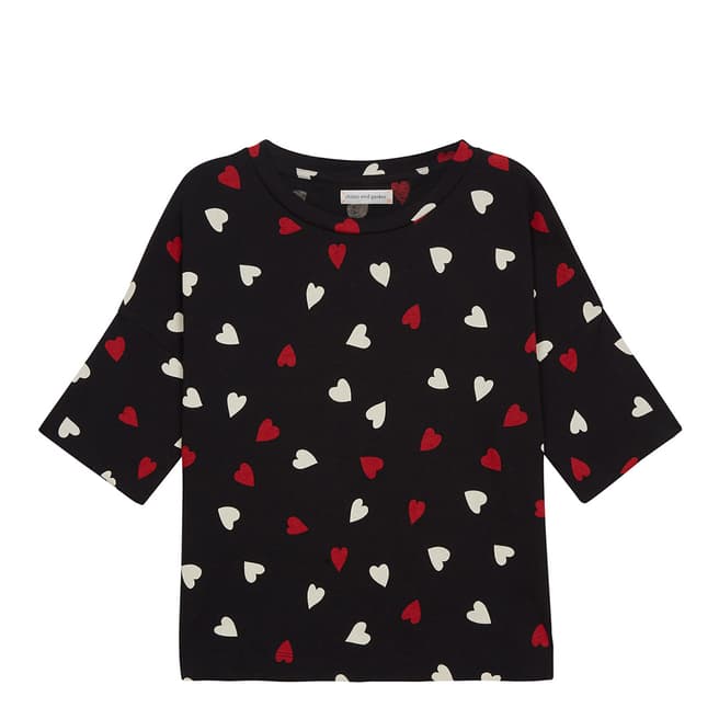 Chinti and Parker Black/Ivory/Poppy S/S Confetti Heart T-Shirt