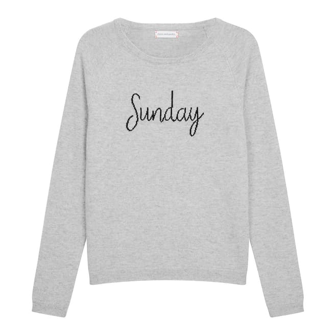 Chinti and Parker Silver Marl/Black Cashmere Sunday Sweater