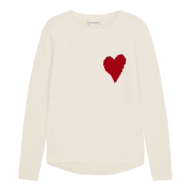 Chinti and Parker Cream/Poppy Confetti Heart Sweater