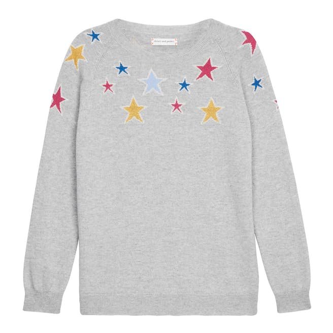 Chinti and Parker Grey Marl/Multi Cashmere Stardust Sweater