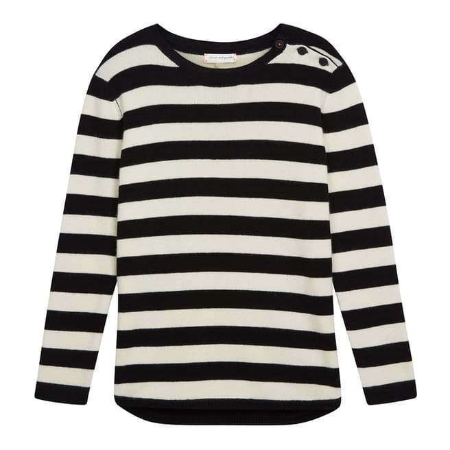Chinti and Parker Black/Cream Cashmere Stripe Sweater