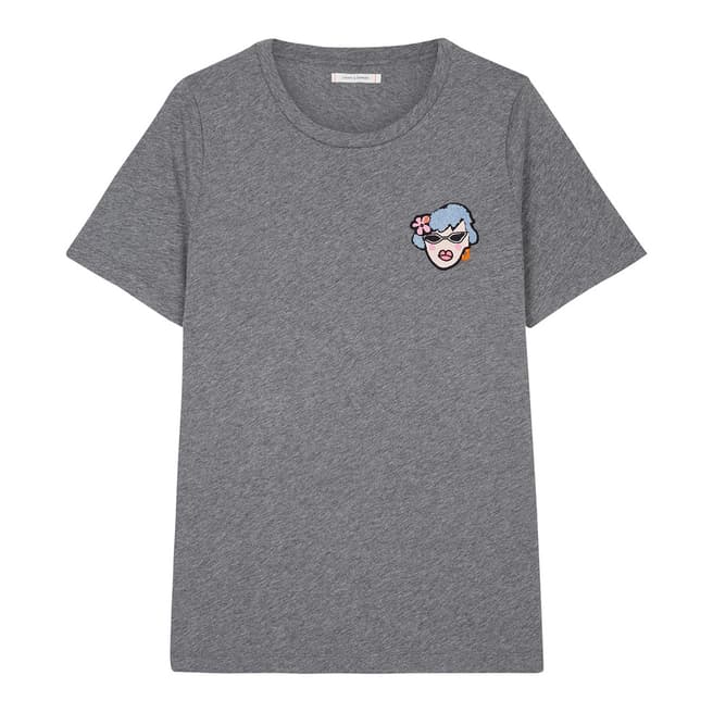 Chinti and Parker Silver Marl Maud Cotton T-Shirt