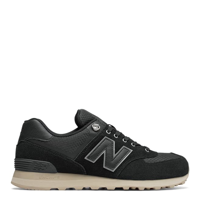 New Balance Men's Black Leather/Suede 574 Trainers