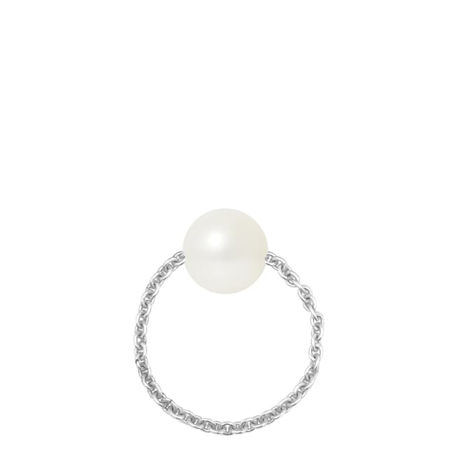 Mitzuko Silver/White Cultured Tahiti Pearl Ring Chain