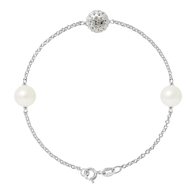 Mitzuko White/Silver Two Real Cultured Freshwater Pearl Bracelet