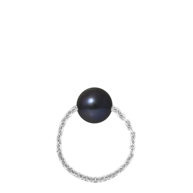 Mitzuko Black/Silver Cultured Tahiti Pearl Ring Chain