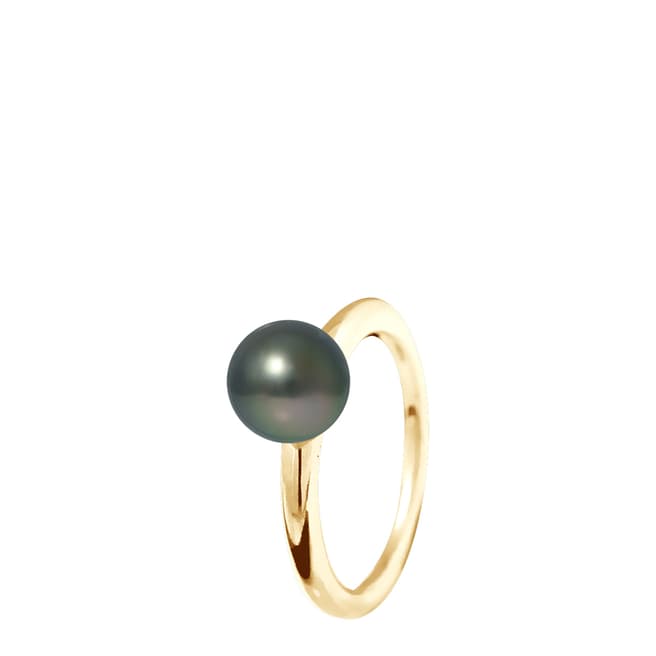 Mitzuko Yellow Gold Solid Real Cultured Pearl Ring