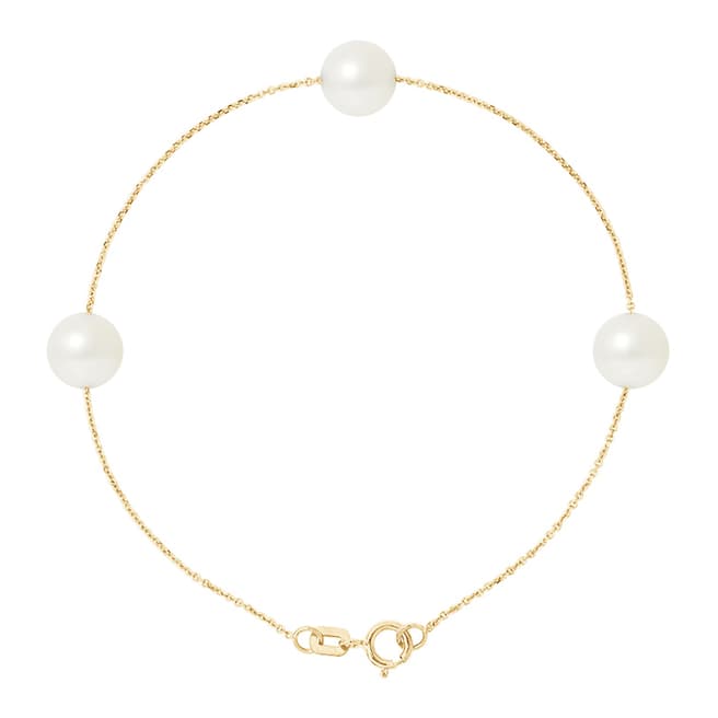 Mitzuko Natural White/ Yellow Gold Freshwater Pearl Bracelet